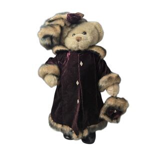 Creative Design Christmas Bear Plush Velvet Coat Faux Fur Hat Purse 20" Vintage